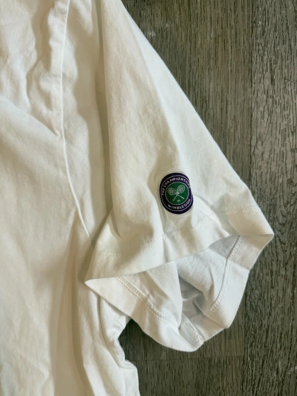 Wimbledon White Tee with Purple & Green Tennis Emblem - Picture 3 of 5